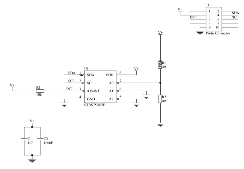 Schematic - STMicroelectronics STEVAL-MKI202V1K Temperature Probe Kit Schematic - STMicroelectronics STEVAL-MKI202V1K Temperature Probe Kit