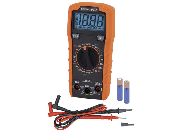 Klein Tools MM420 Digital Multimeter, Auto-Ranging TRMS Multimeter, 600V AC/DC Voltage, 10A AC/DC Current, 50 MOhms Resistance,Orange/Black Digital Multimeter, TRMS Auto-Ranging, 600V, Temp - MM420 | Klein