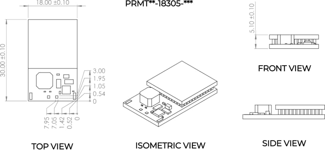 Mechanical Drawing - MATRIX Industries PRMT37-18305-30 Prometheus Energy Harvest Module
