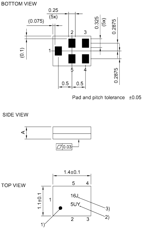 Mechanical Drawing - Qualcomm RF360 B8389 SAW RF Filter Mechanical Drawing - Qualcomm RF360 B8389 SAW RF Filter
