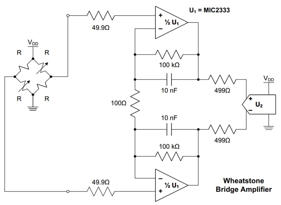 Application Circuit Diagram - Microchip Technology MIC333/MIC2333 Zero-Drift Op Amps