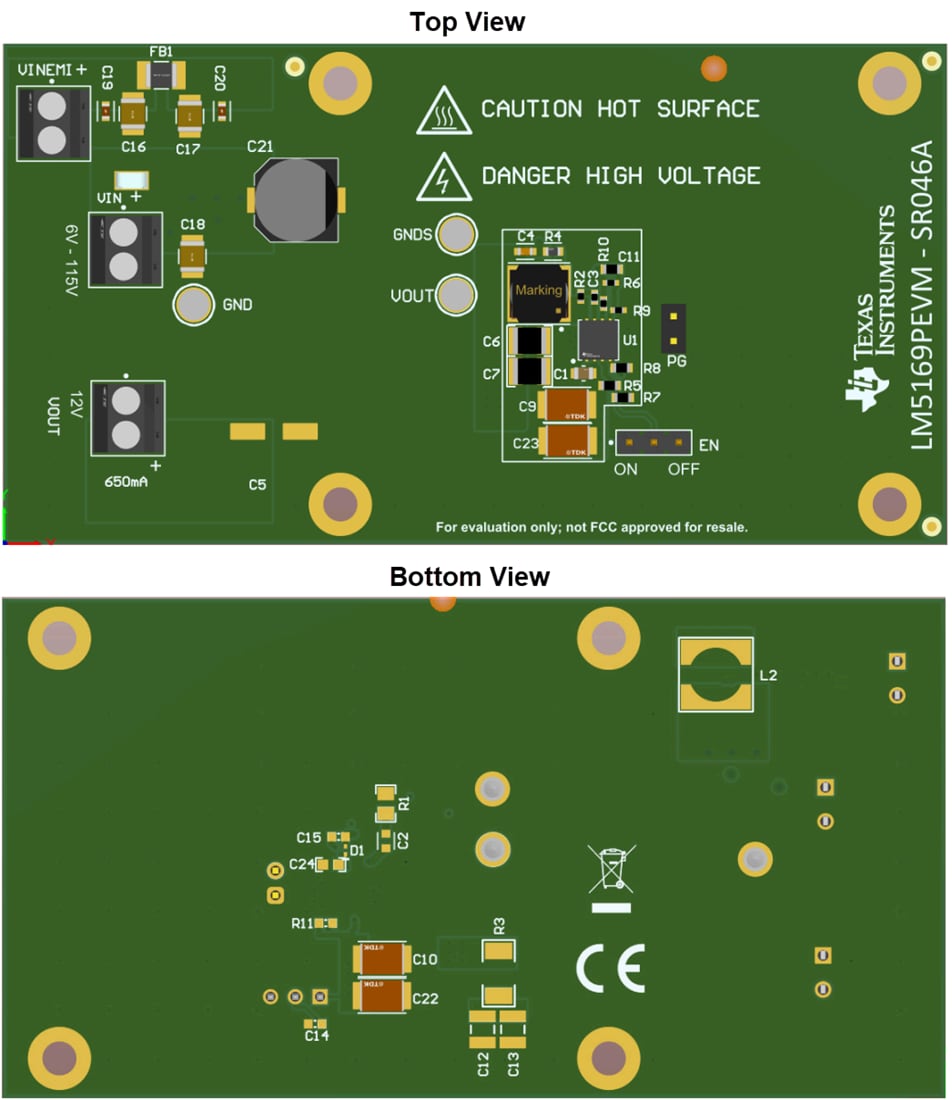 Mechanical Drawing - Texas Instruments LM5169PEVM Converter Evaluation Module (EVM)