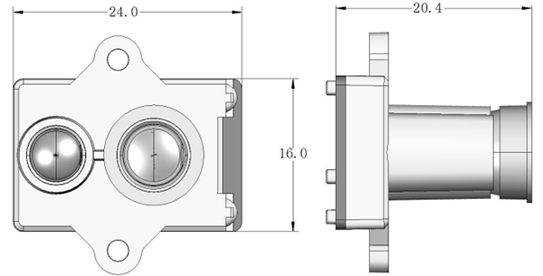 Mechanical Drawing - Benewake TF-UW500 Underwater Single-Point ToF LiDAR