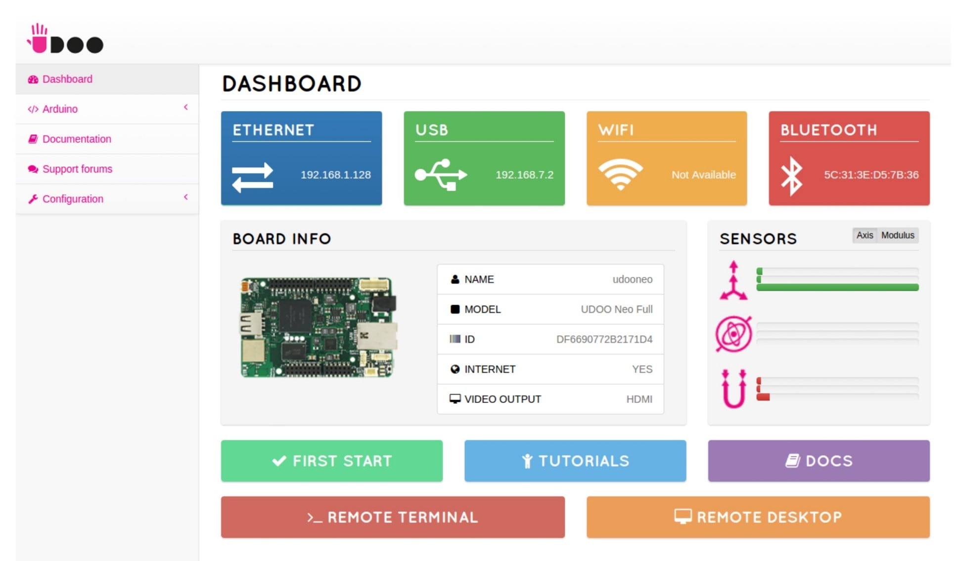 UDOO Web Control Panel